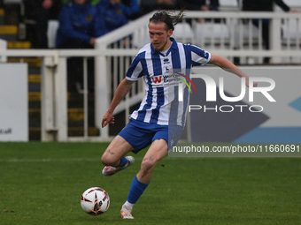 Daniel Dodds of Hartlepool United participates in the FA Cup Fourth Qualifying Round match between Hartlepool United and Brackley Town at Vi...