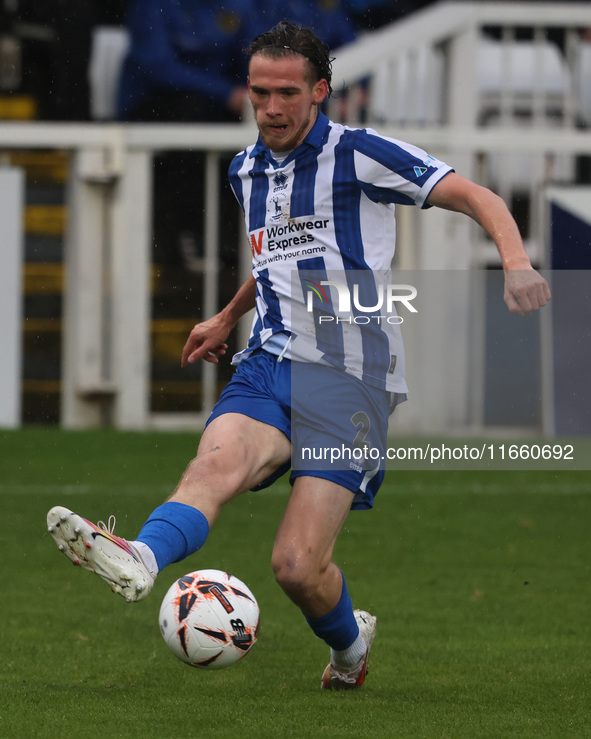 Daniel Dodds of Hartlepool United participates in the FA Cup Fourth Qualifying Round match between Hartlepool United and Brackley Town at Vi...