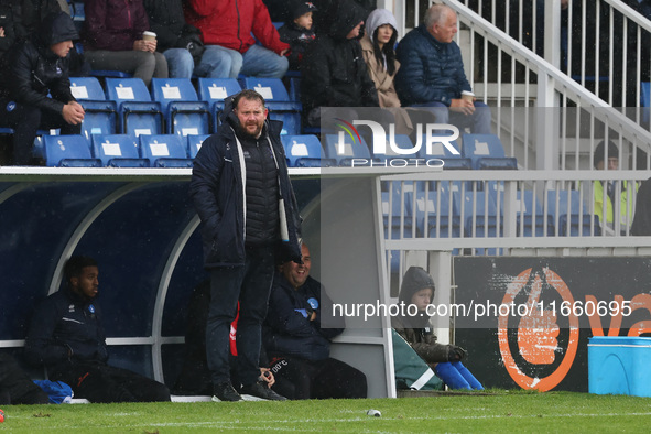 Hartlepool manager Darren Sarll is present during the FA Cup Fourth Qualifying Round match between Hartlepool United and Brackley Town at Vi...