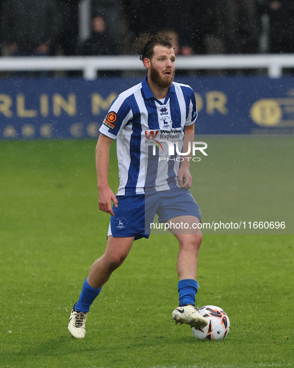 Anthony Mancini of Hartlepool United participates in the FA Cup Fourth Qualifying Round match between Hartlepool United and Brackley Town at...