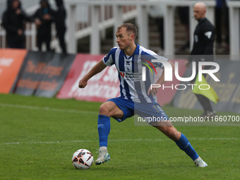 Greg Sloggett of Hartlepool United participates in the FA Cup Fourth Qualifying Round match between Hartlepool United and Brackley Town at V...