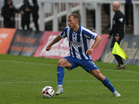 Greg Sloggett of Hartlepool United participates in the FA Cup Fourth Qualifying Round match between Hartlepool United and Brackley Town at V...