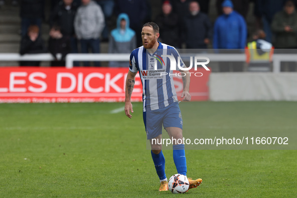 Tom Parkes of Hartlepool United participates in the FA Cup Fourth Qualifying Round match between Hartlepool United and Brackley Town at Vict...