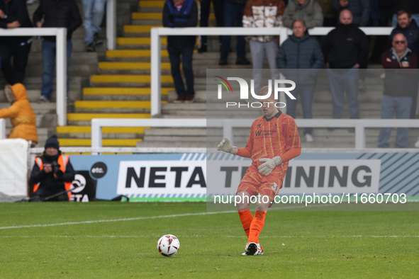 Brad Young of Hartlepool United participates in the FA Cup Fourth Qualifying Round match between Hartlepool United and Brackley Town at Vict...