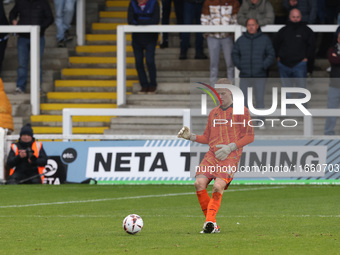 Brad Young of Hartlepool United participates in the FA Cup Fourth Qualifying Round match between Hartlepool United and Brackley Town at Vict...