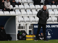 Brackley Town manager Gavin Cowan is present during the FA Cup Fourth Qualifying Round match between Hartlepool United and Brackley Town at...