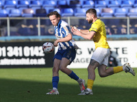 Daniel Dodds of Hartlepool United competes with Danny Newton of Brackley Town during the FA Cup Fourth Qualifying Round match between Hartle...