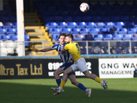 Daniel Dodds of Hartlepool United competes with Danny Newton of Brackley Town during the FA Cup Fourth Qualifying Round match between Hartle...