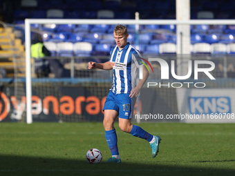 Billy Sass-Davies of Hartlepool United plays during the FA Cup Fourth Qualifying Round match between Hartlepool United and Brackley Town at...