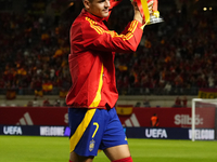 Alvaro Morata centre-forward of Spain and AC Milan lifts the Euro Cup trophy prior the UEFA Nations League 2024/25 League A Group A4 match b...