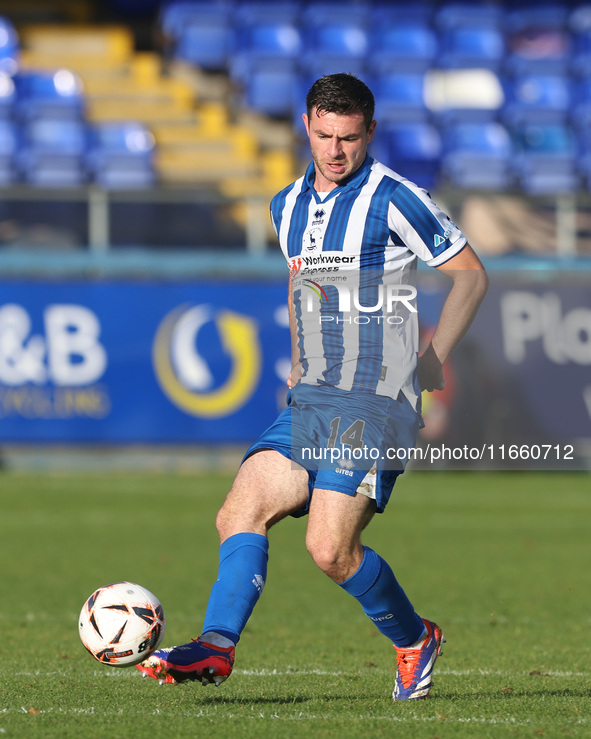 Nathan Sheron of Hartlepool United participates in the FA Cup Fourth Qualifying Round match between Hartlepool United and Brackley Town at V...