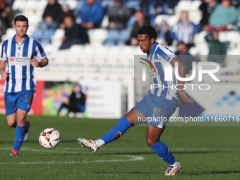 Roshaun Mathurin of Hartlepool United participates in the FA Cup Fourth Qualifying Round match between Hartlepool United and Brackley Town a...