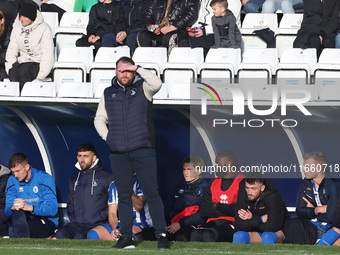 Hartlepool manager Darren Sarll is present during the FA Cup Fourth Qualifying Round match between Hartlepool United and Brackley Town at Vi...