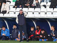 Hartlepool manager Darren Sarll is present during the FA Cup Fourth Qualifying Round match between Hartlepool United and Brackley Town at Vi...