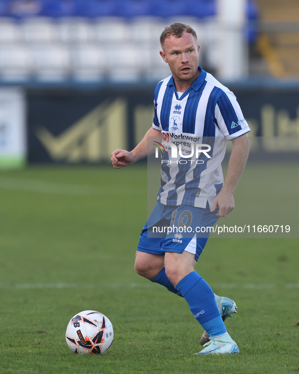 Adam Campbell of Hartlepool United participates in the FA Cup Fourth Qualifying Round match between Hartlepool United and Brackley Town at V...