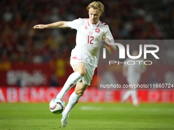 Kasper Dolberg centre-forward of Denmark and RSC Anderlecht Vigo during the UEFA Nations League 2024/25 League A Group A4 match between Spai...