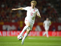 Kasper Dolberg centre-forward of Denmark and RSC Anderlecht Vigo during the UEFA Nations League 2024/25 League A Group A4 match between Spai...