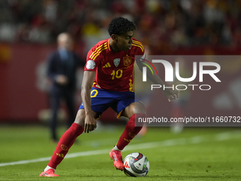 Lamine Yamal right winger of Spain and FC Barcelona during the UEFA Nations League 2024/25 League A Group A4 match between Spain and Denmark...