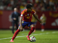 Lamine Yamal right winger of Spain and FC Barcelona during the UEFA Nations League 2024/25 League A Group A4 match between Spain and Denmark...