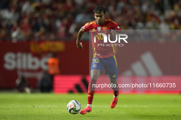 Lamine Yamal right winger of Spain and FC Barcelona during the UEFA Nations League 2024/25 League A Group A4 match between Spain and Denmark...