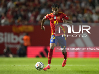 Lamine Yamal right winger of Spain and FC Barcelona during the UEFA Nations League 2024/25 League A Group A4 match between Spain and Denmark...