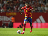 Lamine Yamal right winger of Spain and FC Barcelona during the UEFA Nations League 2024/25 League A Group A4 match between Spain and Denmark...