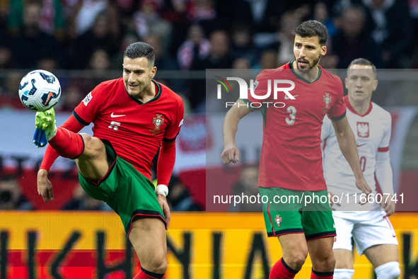 Diogo Dalot and Ruben Dias are playing during the  UEFA Nations League 2024 League A Group A1 match between Poland and Portugal , at the PGE...