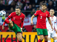 Diogo Dalot and Ruben Dias are playing during the  UEFA Nations League 2024 League A Group A1 match between Poland and Portugal , at the PGE...