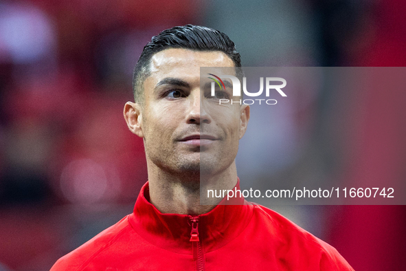 Cristiano Ronaldo is  playing during the  UEFA Nations League 2024 League A Group A1 match between Poland and Portugal , at the PGE Narodowy...