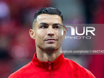 Cristiano Ronaldo is  playing during the  UEFA Nations League 2024 League A Group A1 match between Poland and Portugal , at the PGE Narodowy...