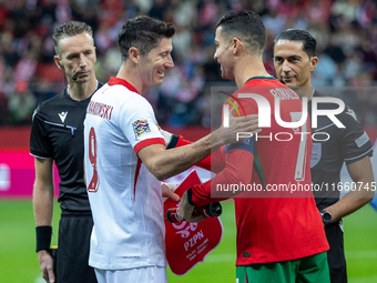 Robert Lewandowski and Cristiano Ronaldo  during the  UEFA Nations League 2024 League A Group A1 match between Poland and Portugal , at the...