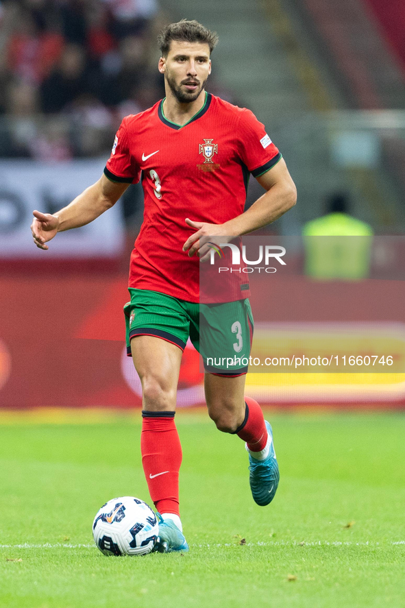 Ruben Dias is playing during the  UEFA Nations League 2024 League A Group A1 match between Poland and Portugal , at the PGE Narodowy in Wars...