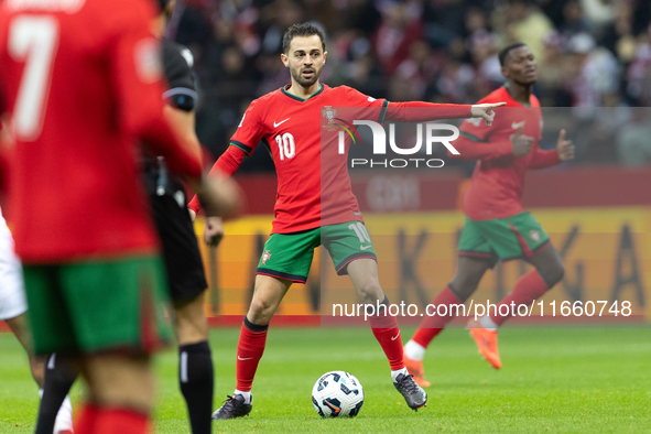 Bernardo Silva is playing during the  UEFA Nations League 2024 League A Group A1 match between Poland and Portugal , at the PGE Narodowy in...