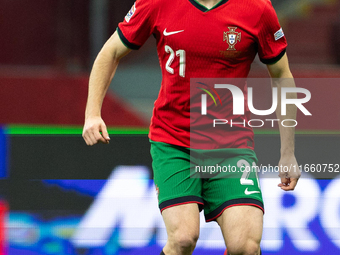 Diogo Jota  is playing during the  UEFA Nations League 2024 League A Group A1 match between Poland and Portugal , at the PGE Narodowy in War...