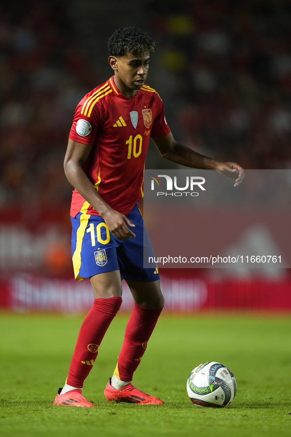 Lamine Yamal right winger of Spain and FC Barcelona during the UEFA Nations League 2024/25 League A Group A4 match between Spain and Denmark...