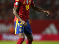 Lamine Yamal right winger of Spain and FC Barcelona during the UEFA Nations League 2024/25 League A Group A4 match between Spain and Denmark...