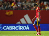 Lamine Yamal right winger of Spain and FC Barcelona is replaced during the UEFA Nations League 2024/25 League A Group A4 match between Spain...