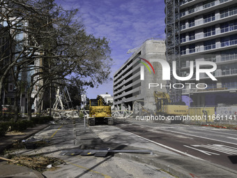 Damage occurs in the Tampa region, Florida, after Hurricane Milton hits the coast on August 9. (