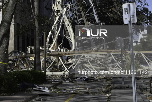 Damage occurs in the Tampa region, Florida, after Hurricane Milton hits the coast on August 9. 