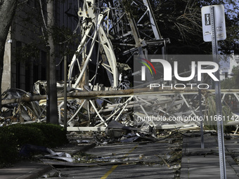 Damage occurs in the Tampa region, Florida, after Hurricane Milton hits the coast on August 9. (