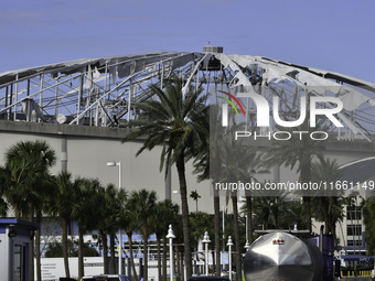 Damage occurs in the Tampa region, Florida, after Hurricane Milton hits the coast on August 9. (