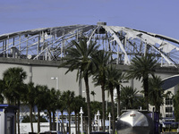 Damage occurs in the Tampa region, Florida, after Hurricane Milton hits the coast on August 9. (