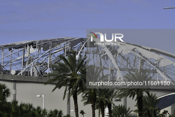 Damage occurs in the Tampa region, Florida, after Hurricane Milton hits the coast on August 9. 