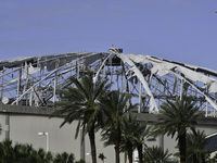 Damage occurs in the Tampa region, Florida, after Hurricane Milton hits the coast on August 9. (