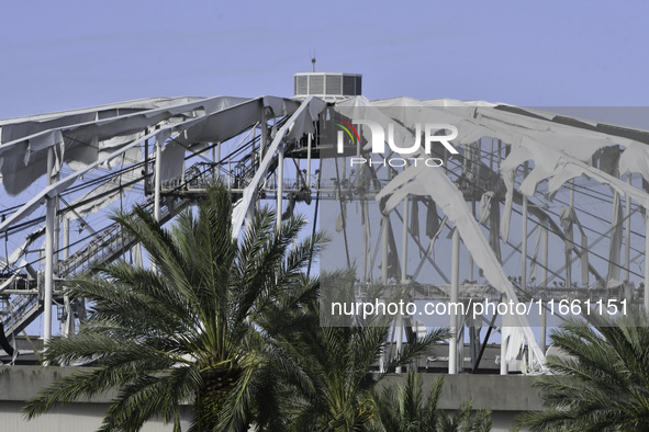 Damage occurs in the Tampa region, Florida, after Hurricane Milton hits the coast on August 9. 