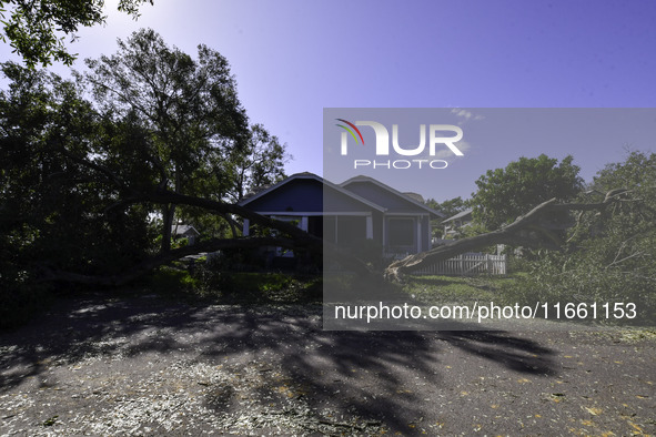 Damage occurs in the Tampa region, Florida, after Hurricane Milton hits the coast on August 9. 