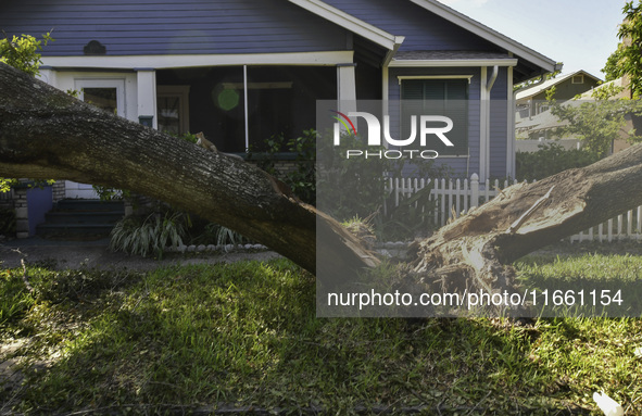 Damage occurs in the Tampa region, Florida, after Hurricane Milton hits the coast on August 9. 