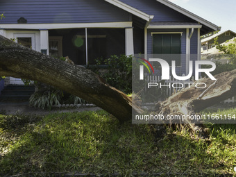 Damage occurs in the Tampa region, Florida, after Hurricane Milton hits the coast on August 9. (