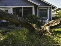 Damage occurs in the Tampa region, Florida, after Hurricane Milton hits the coast on August 9. (