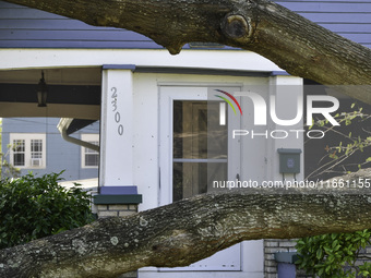 Damage occurs in the Tampa region, Florida, after Hurricane Milton hits the coast on August 9. (